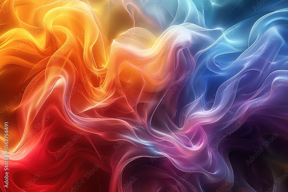 Obraz premium Abstract swirling colors in vibrant hues creating a dynamic, fluid visual effect.
