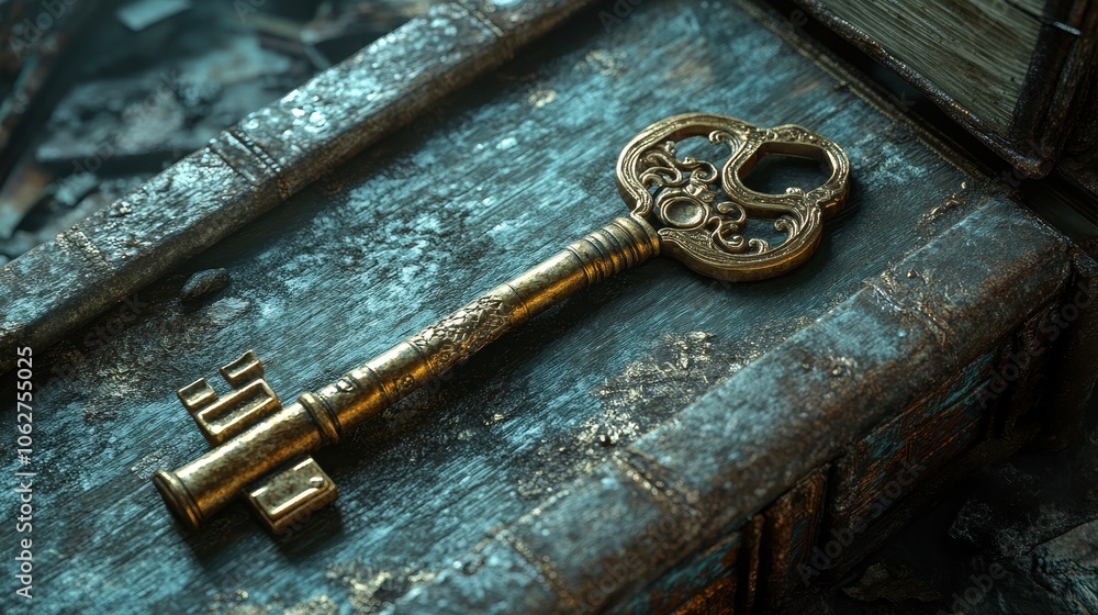 Antique Key to Secret Realms - Mystical Object AI-Generated Image Antique Key to Secret Realms - Mystical Object AI-Generated Image