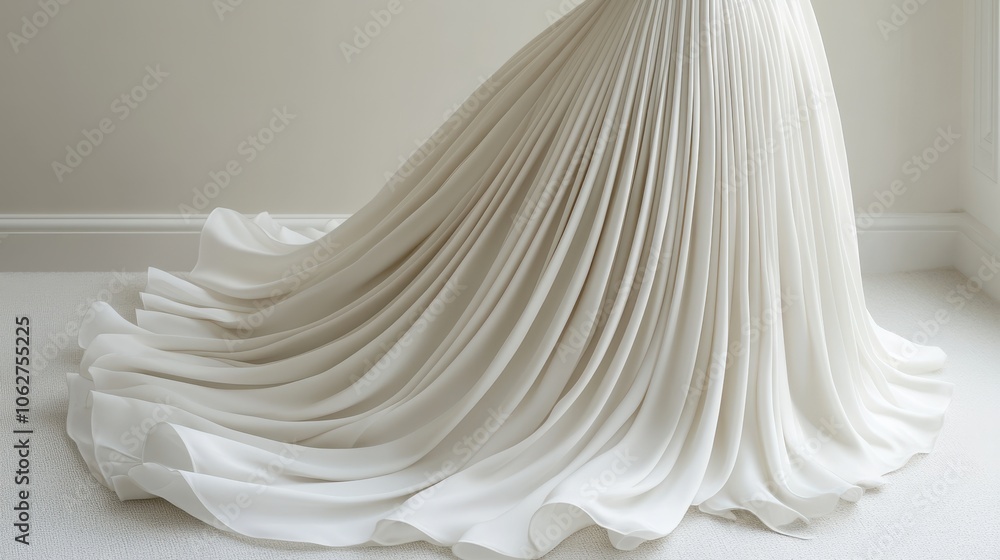 A gracefully draped pleated skirt in delicate fabric highlights its sophisticated folds and chic silhouette against a clean backdrop, ideal for a fashion promotion A gracefully draped pleated skirt in delicate fabric highlights its sophisticated folds and chic silhouette against a clean backdrop, ideal for a fashion promotion
