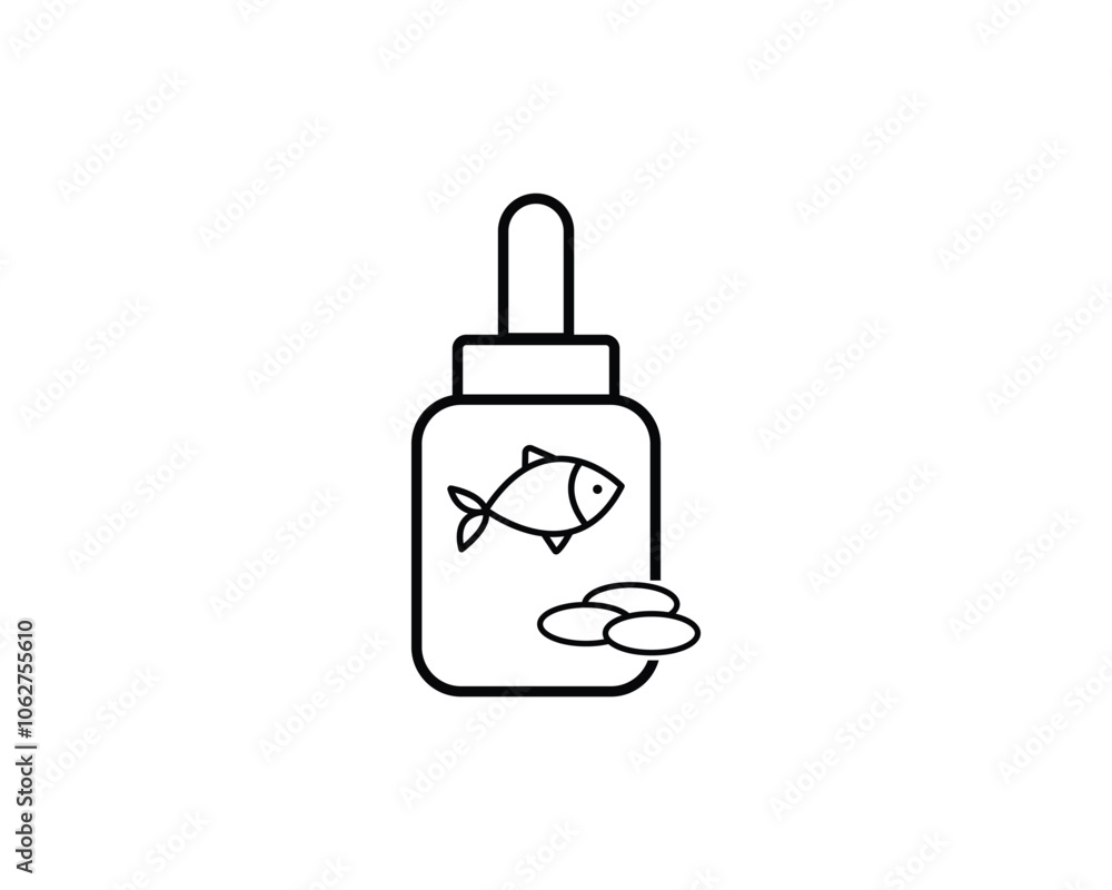 Fish oil icon vector symbol design illustration