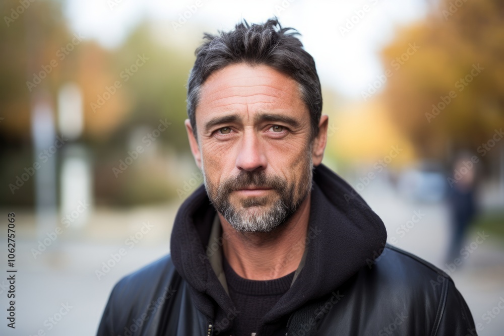 Handsome middle age man with beard and mustache in urban background Handsome middle age man with beard and mustache in urban background
