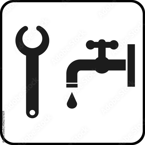 Hand Wash Tap Sign and Wrench.