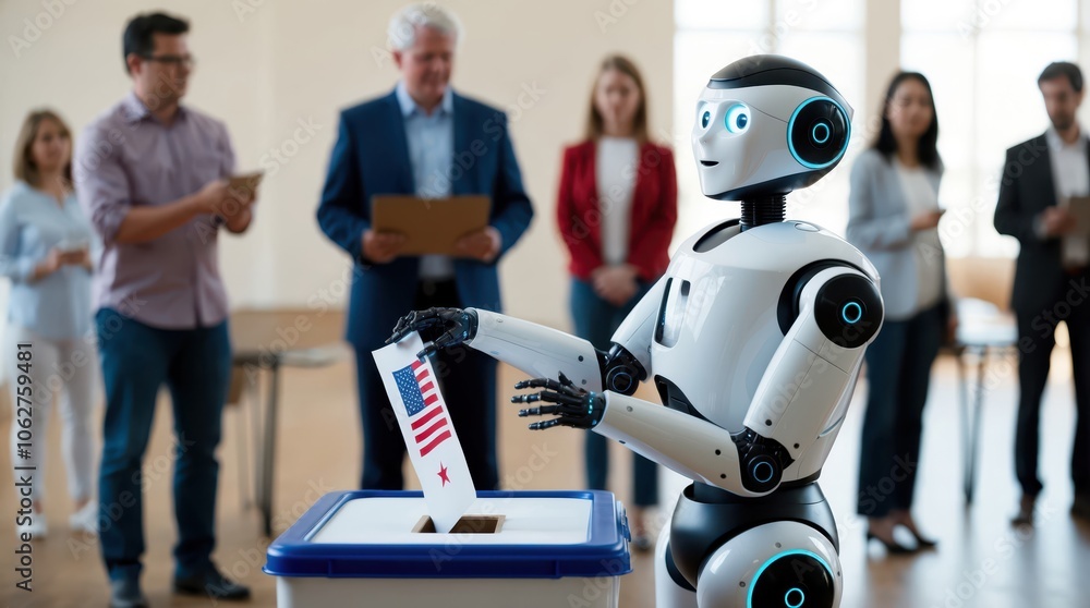 Fototapeta premium Advanced robot voting favorite candidate