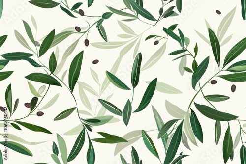 olive branches and foliage pattern, illustration