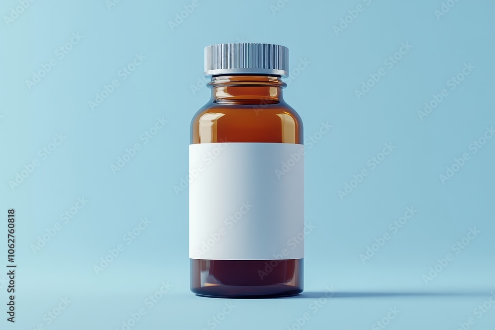 Isolated Generic Bottle on Light Blue Background Isolated Generic Bottle on Light Blue Background