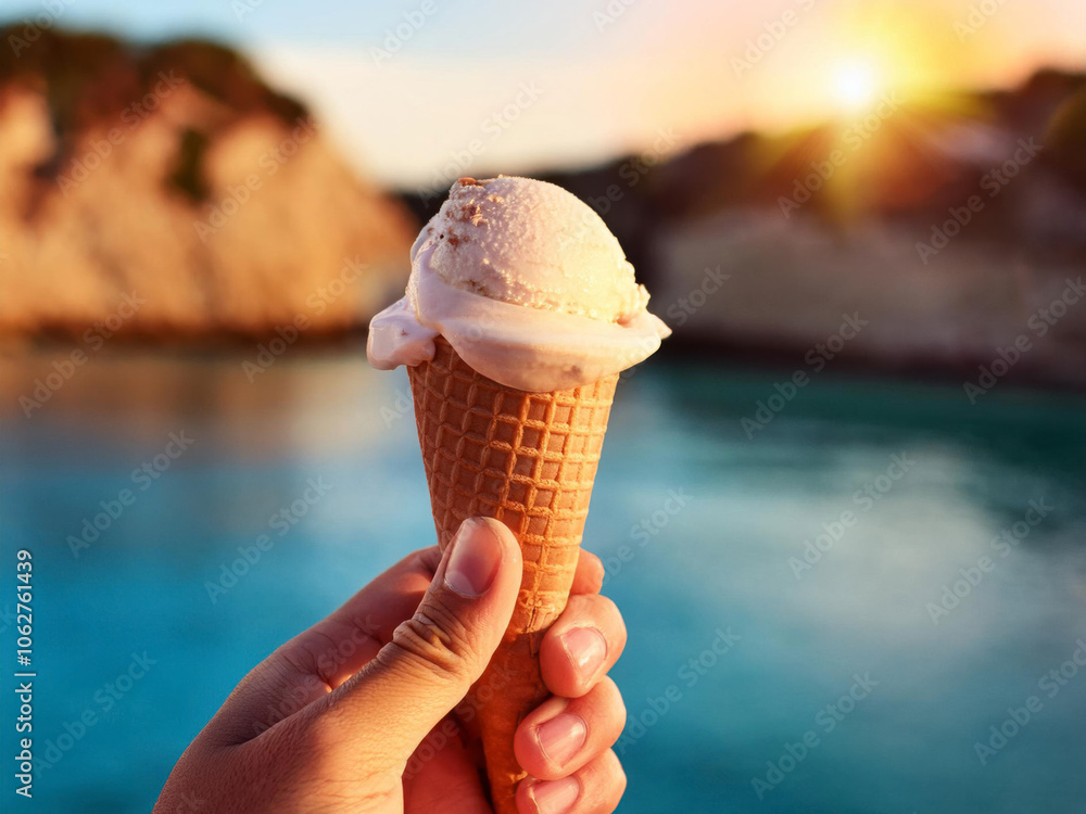 a hand holding ice cream cone a hand holding ice cream cone