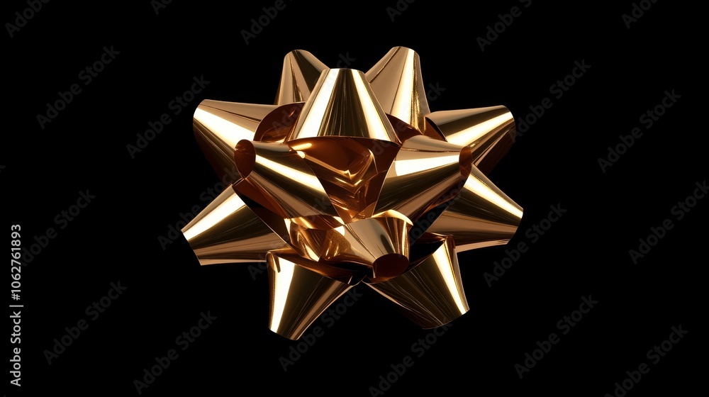 Golden gift bow isolated on black background Golden gift bow isolated on black background