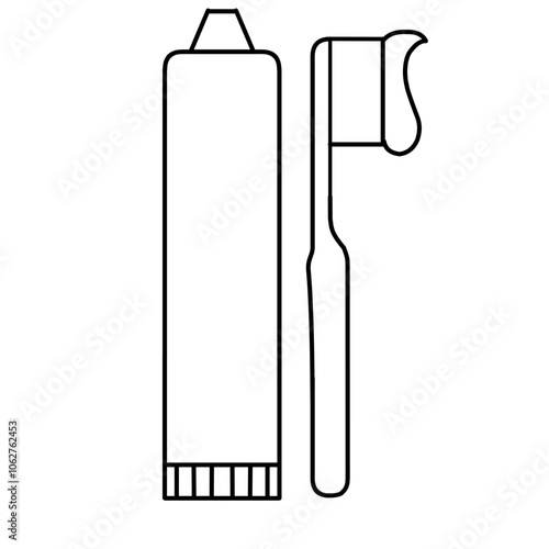 Tooth brush and paste vector