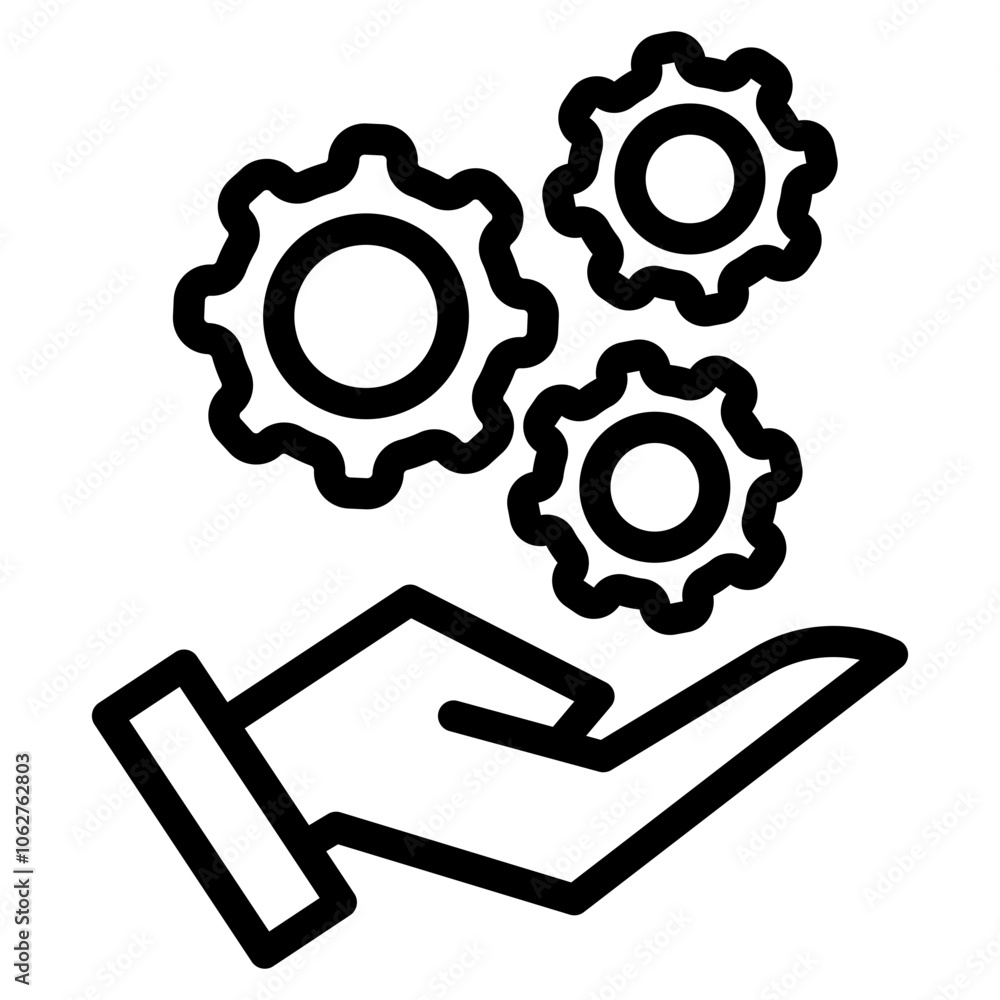 Hand and gear icon vector illustration Hand and gear icon vector illustration