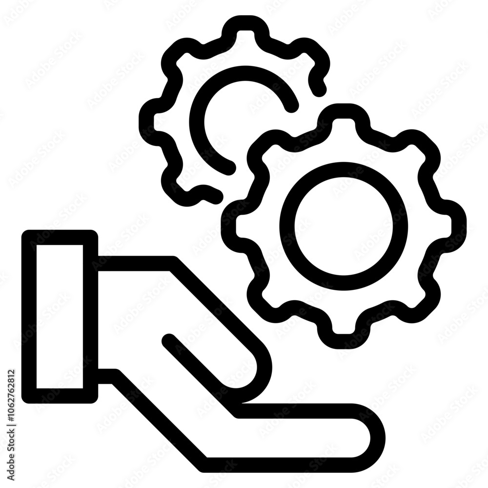 Hand and gear icon vector illustration Hand and gear icon vector illustration