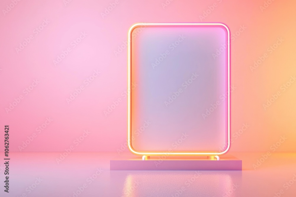 Soft gradient neon glow frame, transitioning from pink to orange, adding a dreamy, warm effect