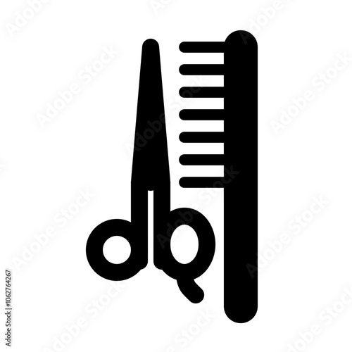 Comb and scissor icon