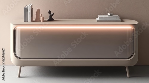 Modern Minimalist Sideboard with Soft Lighting