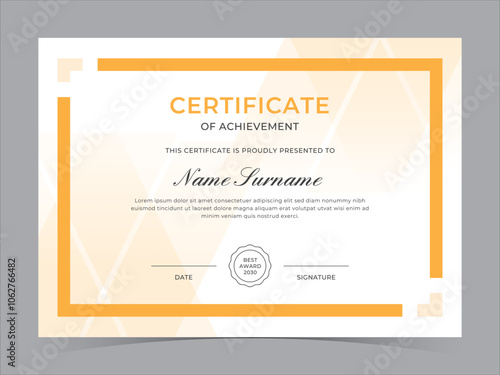 Modern Certificate Template Vector Design. Achivement certificate or diploma design
