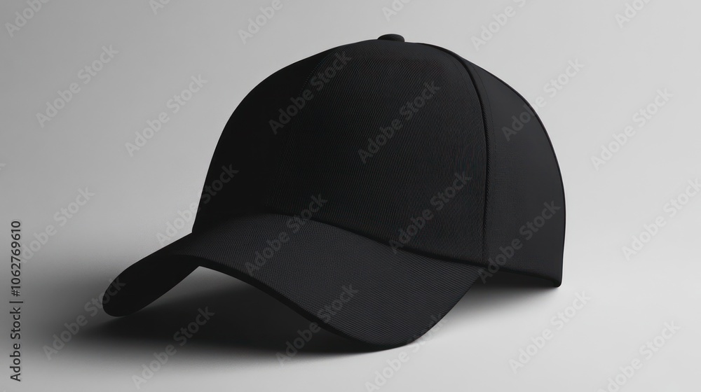 Black baseball cap mockup, on a grey background Black baseball cap mockup, on a grey background