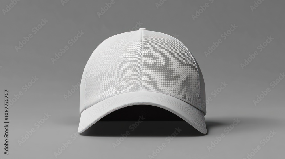 front side white baseball cap mockup, on a grey background front side white baseball cap mockup, on a grey background