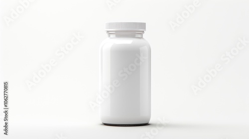 mock up white plastic medicine bottle Isolated on a white studio background