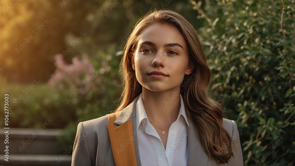 portrait of energetic young female worker outdoors portrait of energetic young female worker outdoors