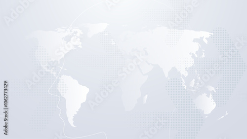 Abstract World Map Background with Minimalist Human Head Outline