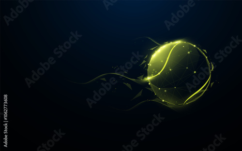 Futuristic Neon Tennis Ball Illustration with Dynamic Motion
