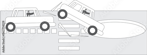 Bad luck, Driving, Vector, Car Accident, Car, Hole, Abstract, Accidents and Disasters, Businessman,