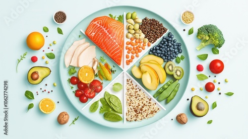 Colorful Plate of Fresh Foods to Promote Healthy Eating Habits
