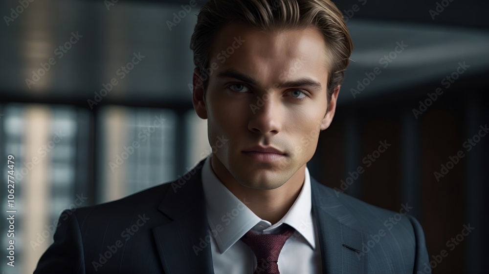 portrait of a young executive looking seriously portrait of a young executive looking seriously