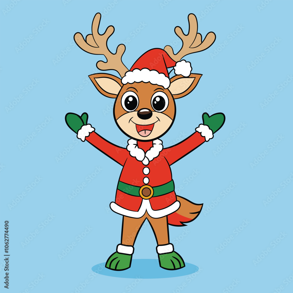 Animal Deer is celebrating Christmas and New Year vector illustration premium Animal Deer is celebrating Christmas and New Year vector illustration premium
