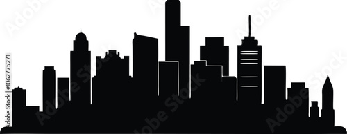 Houston City Skyline Silhouette Vector, City Buildings Black Clip art Vector