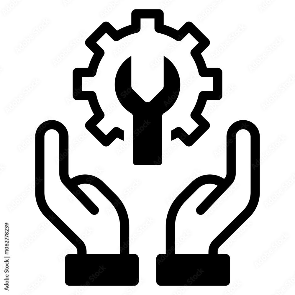 Hand and gear icon vector illustration Hand and gear icon vector illustration
