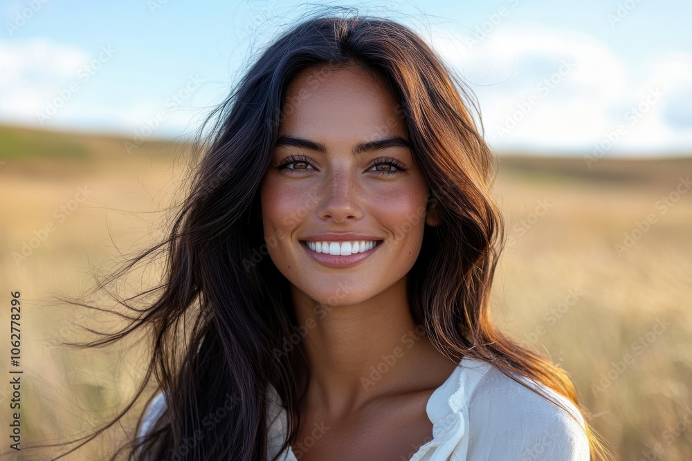 Beautiful Woman Smiling in Nature Setting Beautiful Woman Smiling in Nature Setting