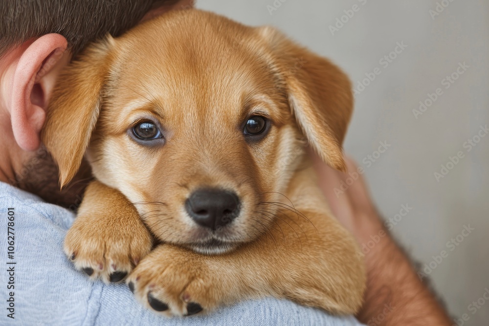 A rescued pup finds solace in a warm embrace; a heartwarming tale of love and second chances A rescued pup finds solace in a warm embrace; a heartwarming tale of love and second chances