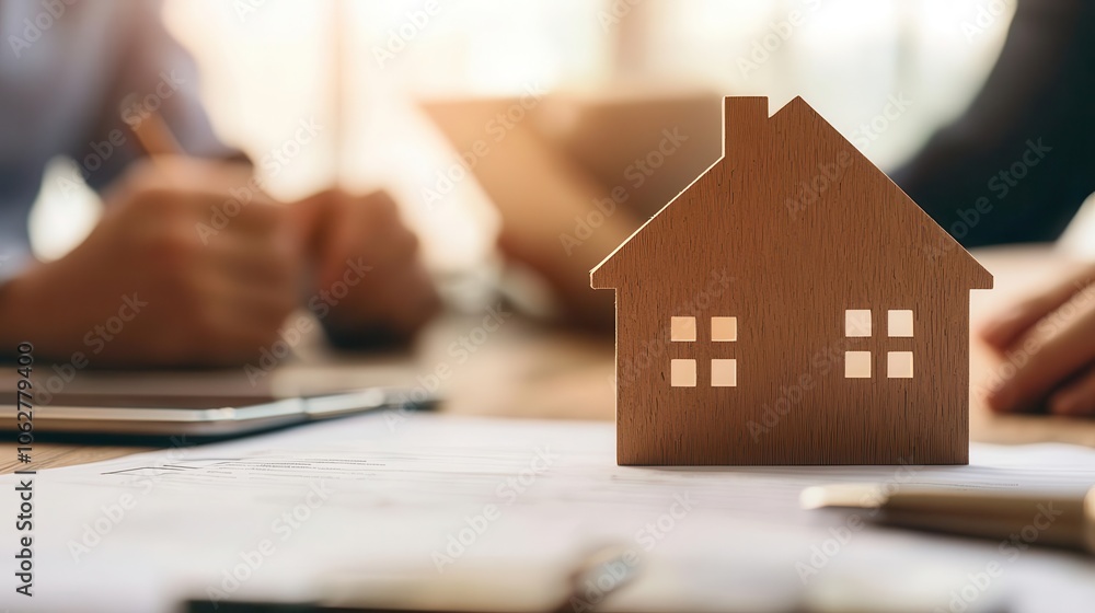 Couple signing mortgage papers, excitement for property loan approval Couple signing mortgage papers, excitement for property loan approval