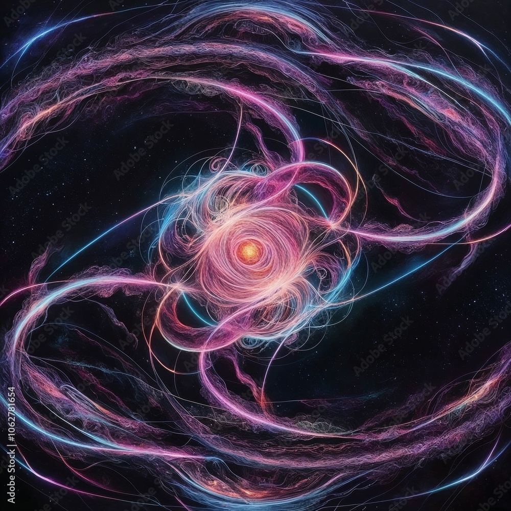 Fototapeta premium Design paintings stimulated by way of the beauty of code and the mysteries of the universe, with elaborate patterns and interconnected loops. Generative AI