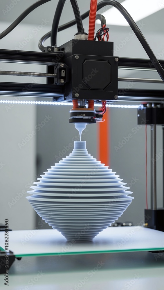 3D printer creating a complex object, showcasing modern manufacturing technology 3D printer creating a complex object, showcasing modern manufacturing technology