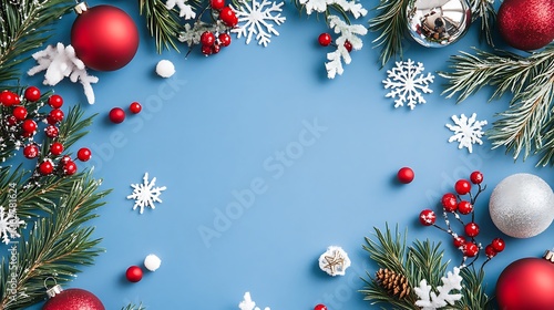 Festive Christmas Decorations with Ornaments Snowflakes
