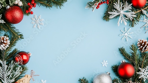 Festive Christmas Decorations with Ornaments Snowflakes