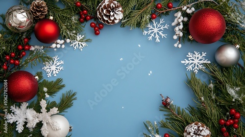 Festive Christmas Decorations with Ornaments Snowflakes