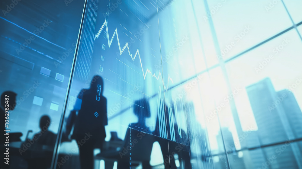 Obraz premium Professional business team working on a project together in the office Using innovation economic growth charts and network connections to accompany the data. in analyzing future trends