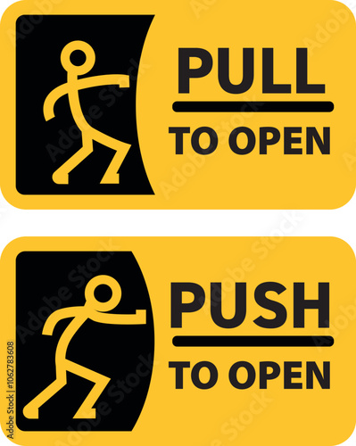push pull to open vector sign