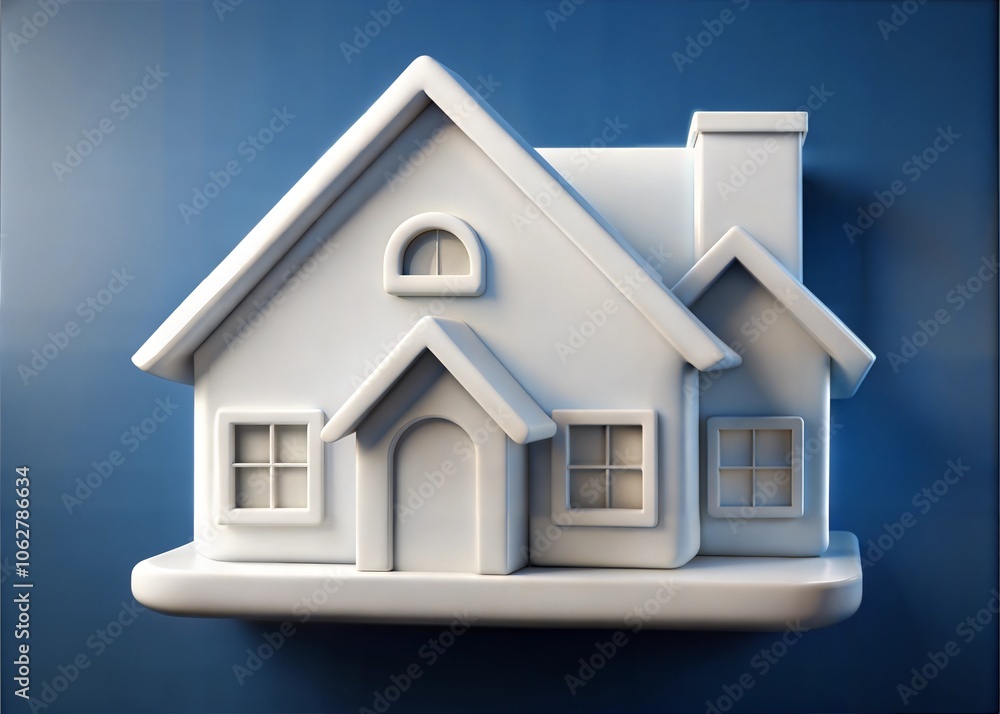 3D White house, icon, symbol for real estate, sale, rent concepts. A modern banner for the advertisement of country houses. 3D White house, icon, symbol for real estate, sale, rent concepts. A modern banner for the advertisement of country houses.