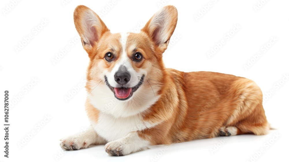 welsh corgi laying over white background welsh corgi laying over white background