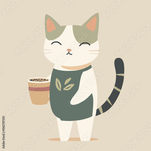 Happy Cat Serving Tea