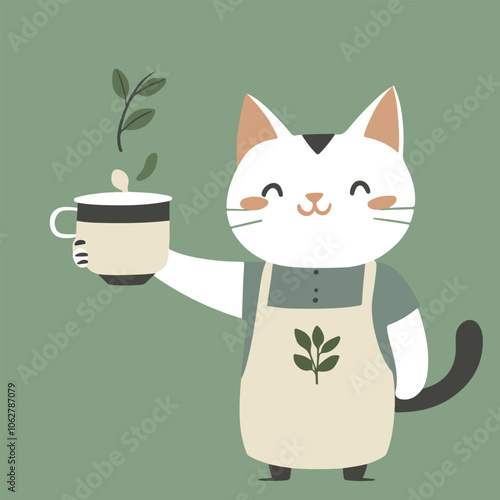 Happy Cat Serving Tea