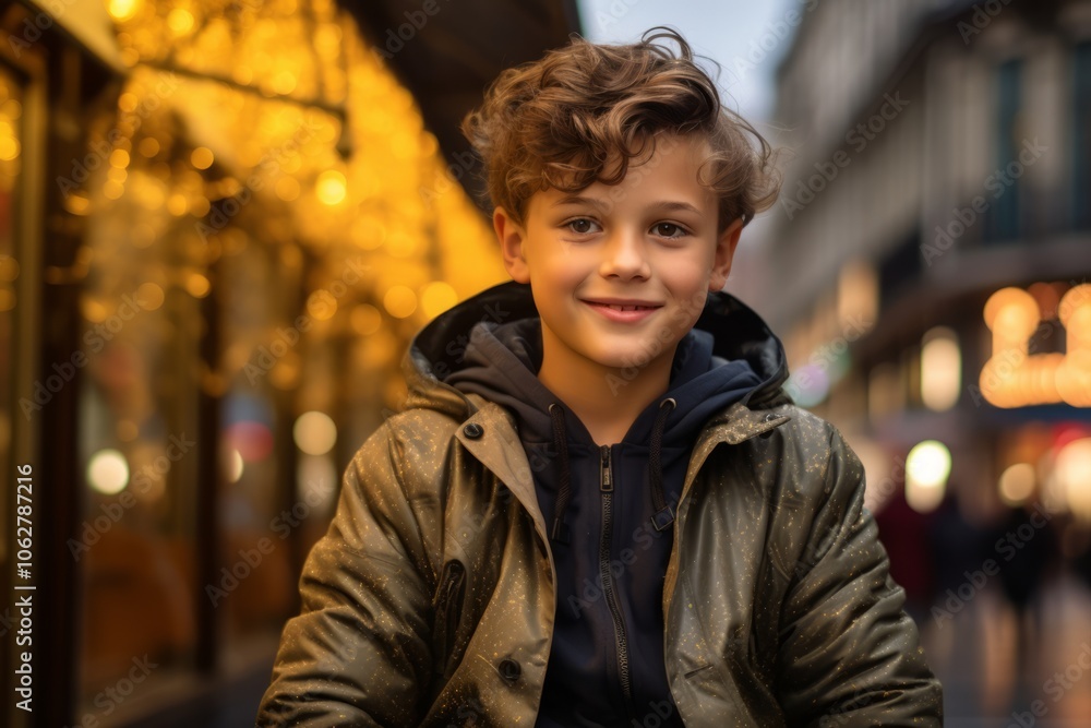 Portrait of a smiling boy on the street in Paris, France Portrait of a smiling boy on the street in Paris, France