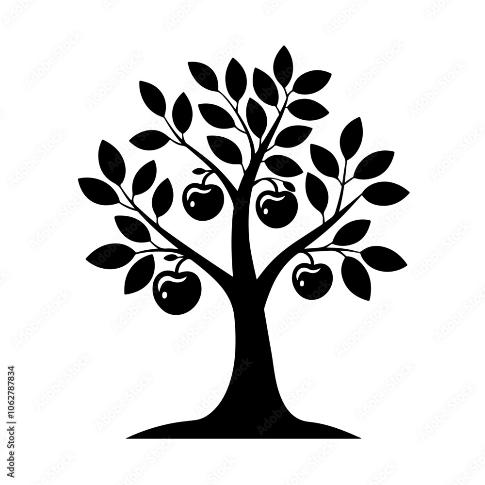 Obraz premium Dwarf Apple Tree Vector Logo