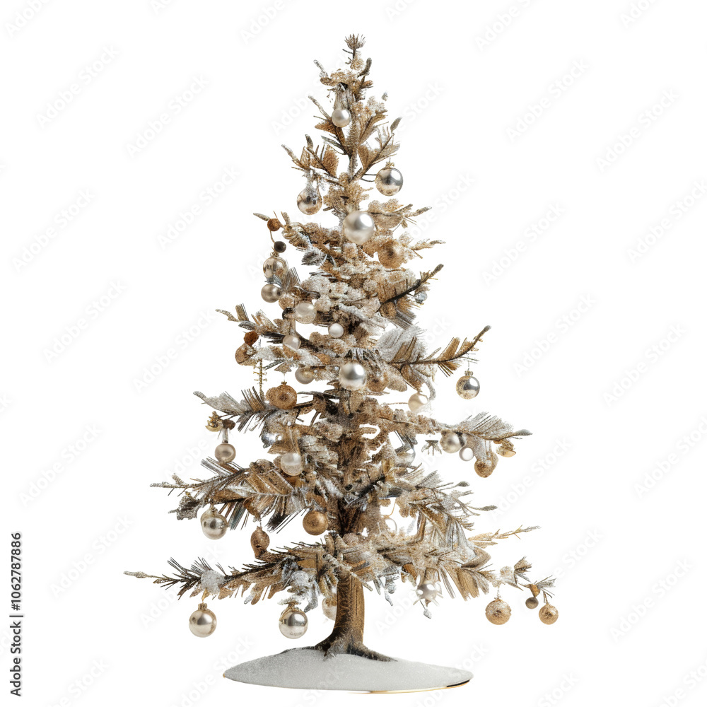 Christmas tree and decorations isolated on white or transparent background Christmas tree and decorations isolated on white or transparent background