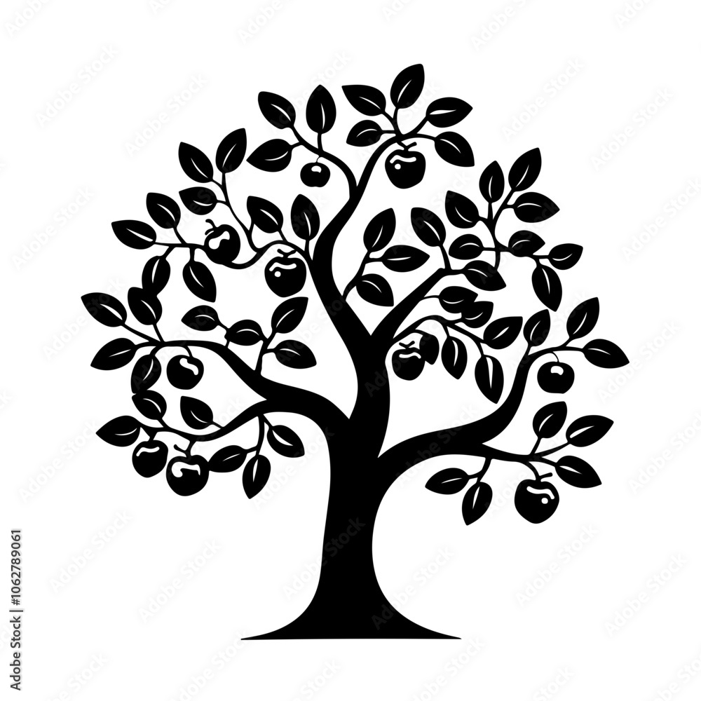 Obraz premium Dwarf Apple Tree Vector Logo