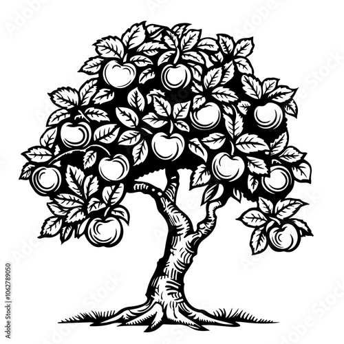 Dwarf Apple Tree Vector Logo