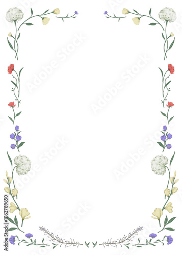 Hand-drawn of floral frame